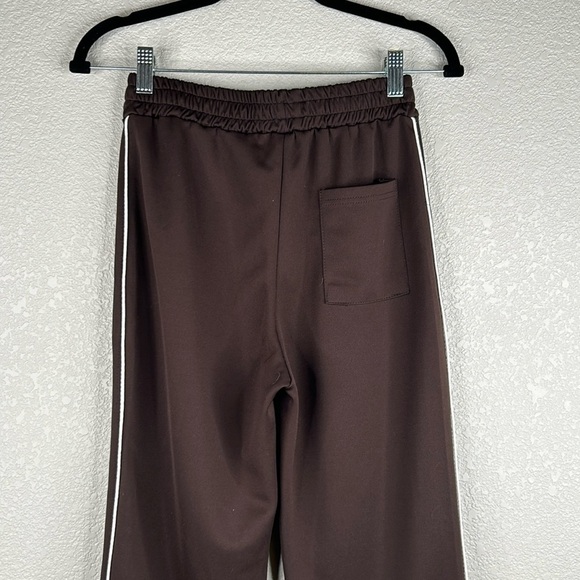 Mirror Me Brown with White Stripe Athletic Wide Leg Track Pants Size Small - Picture 4 of 6